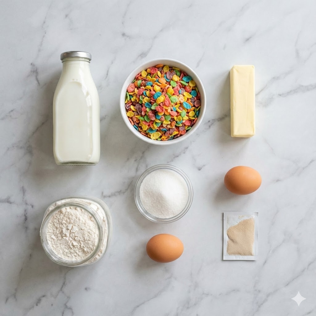 Cereal Milk Croissants: 5-Star Bakery Twist on a Childhood Favorite 2 Ingredients for cereal milk croissants including cereal, milk, butter, eggs, flour