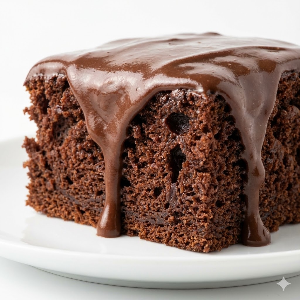 Depression Era Cake Viral: A Simple Recipe That Healed Generations 1 Close-up of a frosted Depression Era chocolate cake slice
