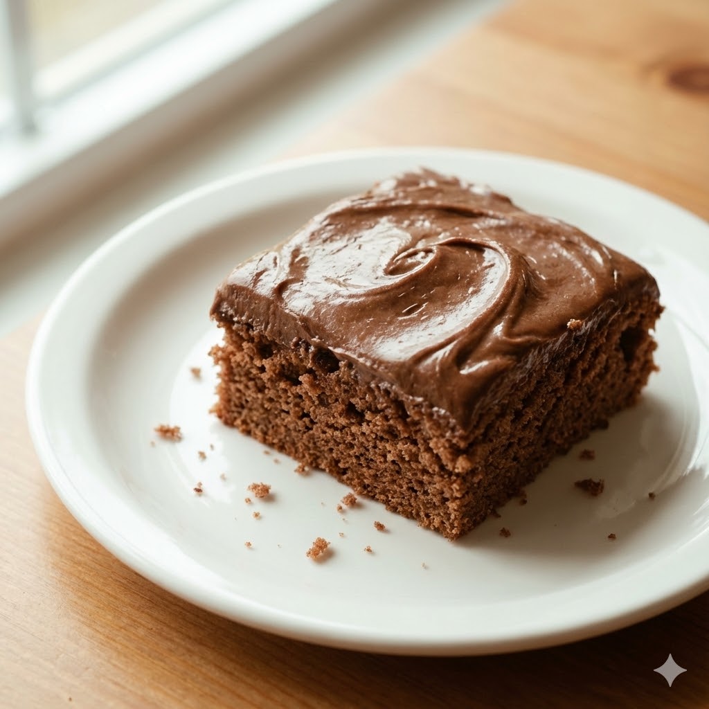 Lunchroom Chocolate Cake Retro – 5 Irresistible Reasons to Bake It 1 lunchroom chocolate cake retro slice with glossy chocolate frosting on white plate