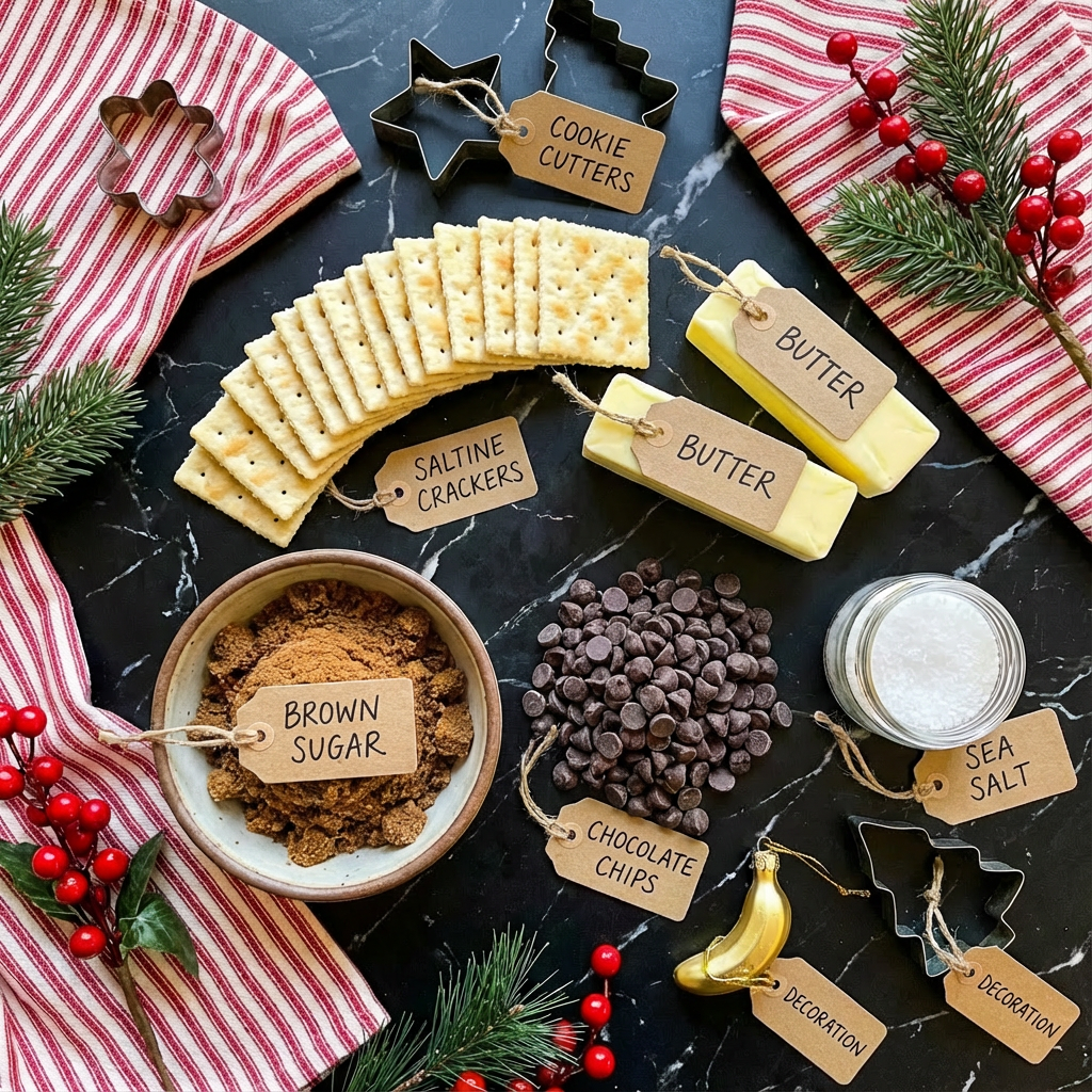 Christmas Crack Saltine Toffee: The Ultimate Holiday Candy Recipe 6 Christmas Crack Saltine Toffee ingredients on marble