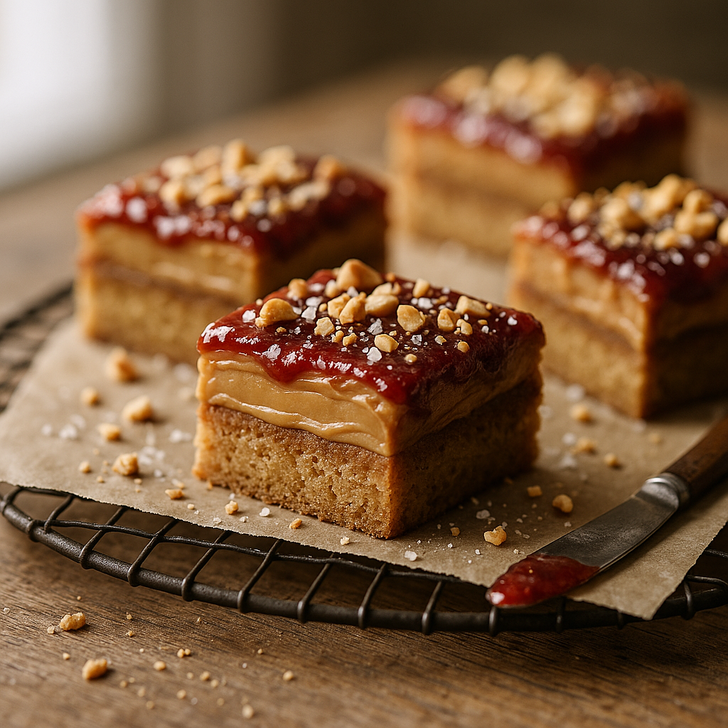 Gourmet Peanut Butter & Jelly Bars That Taste Like Childhood Bliss 2 gourmet peanut butter & jelly bars - step 1