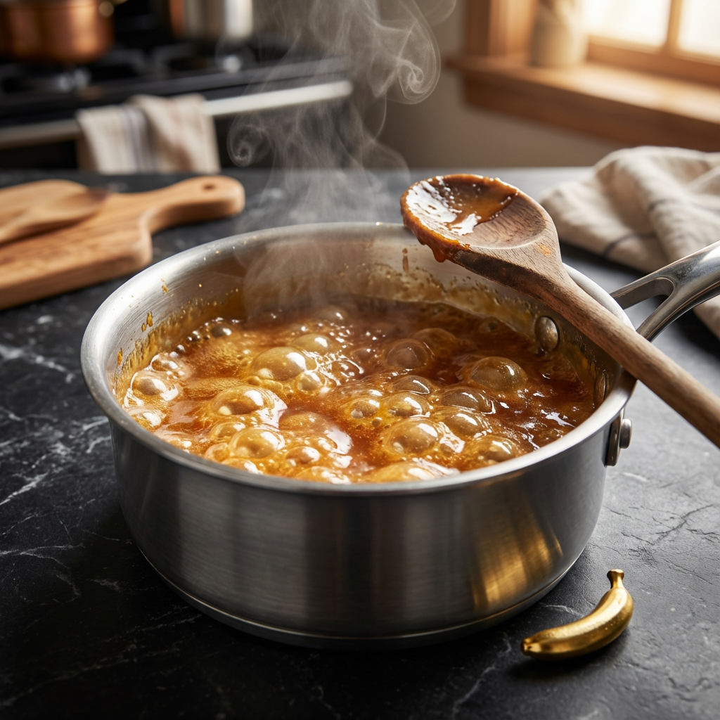 Christmas Crack Saltine Toffee: The Ultimate Holiday Candy Recipe 7 Caramel toffee boiling in pan for Christmas Crack