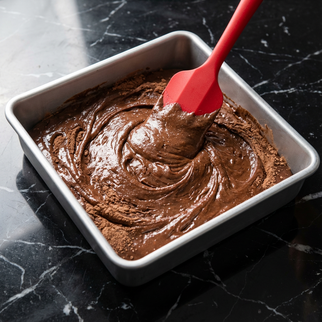 Wacky Cake: The Simple Chocolate Cake That Changed My Baking Life 7 Wacky Cake batter mixed in baking pan