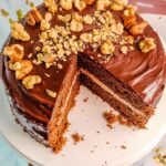 Banana Cake with Walnuts and Chocolate Ganache