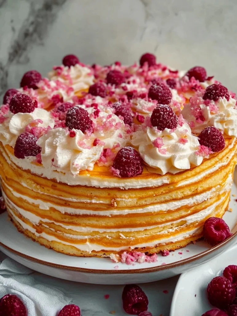 Vanilla and Raspberry Pancake Layer Cake