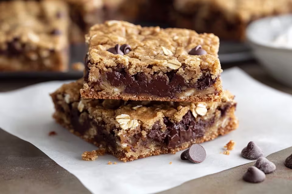 Chewy Oatmeal Chocolate Chip Cookie Bars