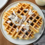 Easy Coconut Waffles with Whipped Cream & Drizzle Topping