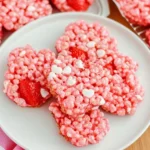 Homemade strawberry rice krispie hearts perfect for gifting