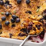 spoon in blueberry dump cake hero - Delicious Blueberry Dump Cake Recipe